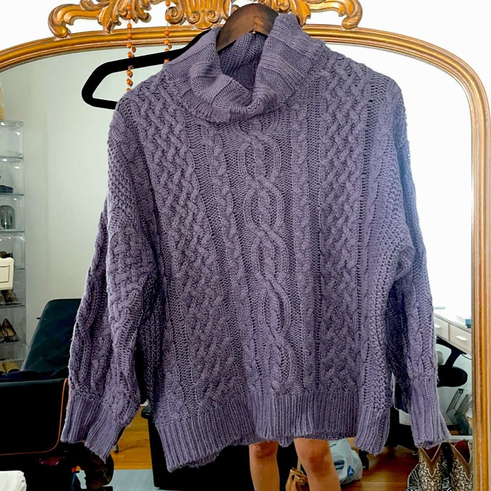 Lulus XS Purple Gray Knit Long Sleeve Sweater